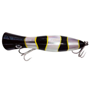 Addict Pro Popper Lure - 78g stripes black/grey with yellow